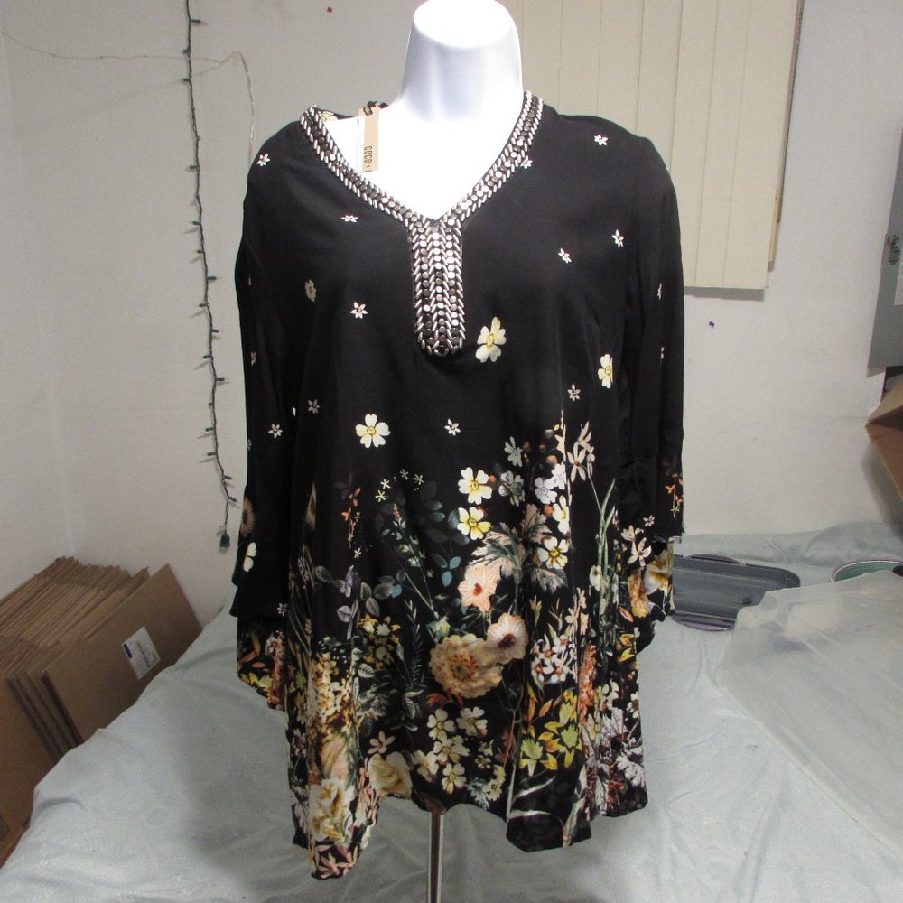 Coco & Carmen Womens Long Sleeve Floral Blouse Sz S/M